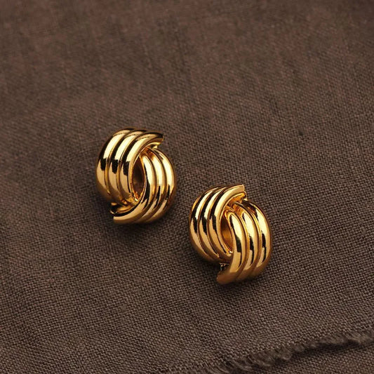 Triple Knot Gold Earrings
