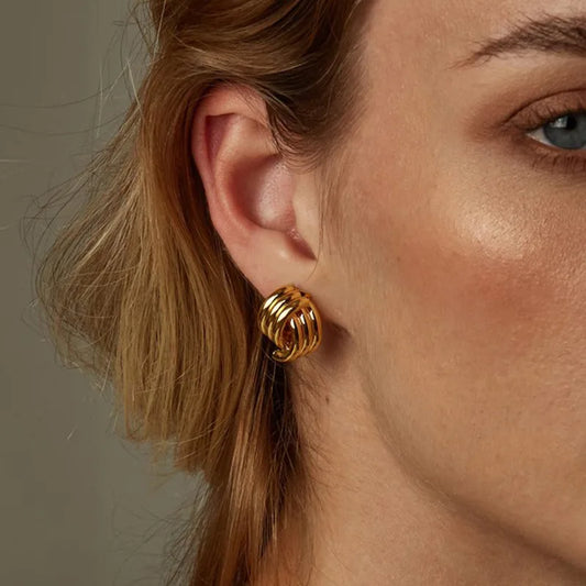 Triple Knot Gold Earrings