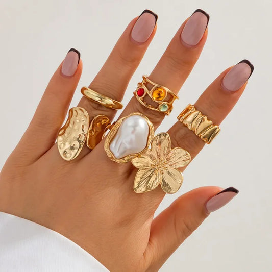 6Pcs Liquid Metal Ring Set