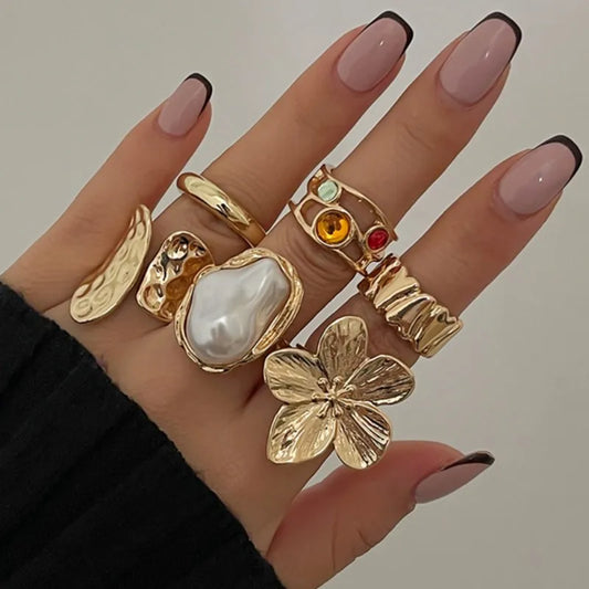 6Pcs Liquid Metal Ring Set